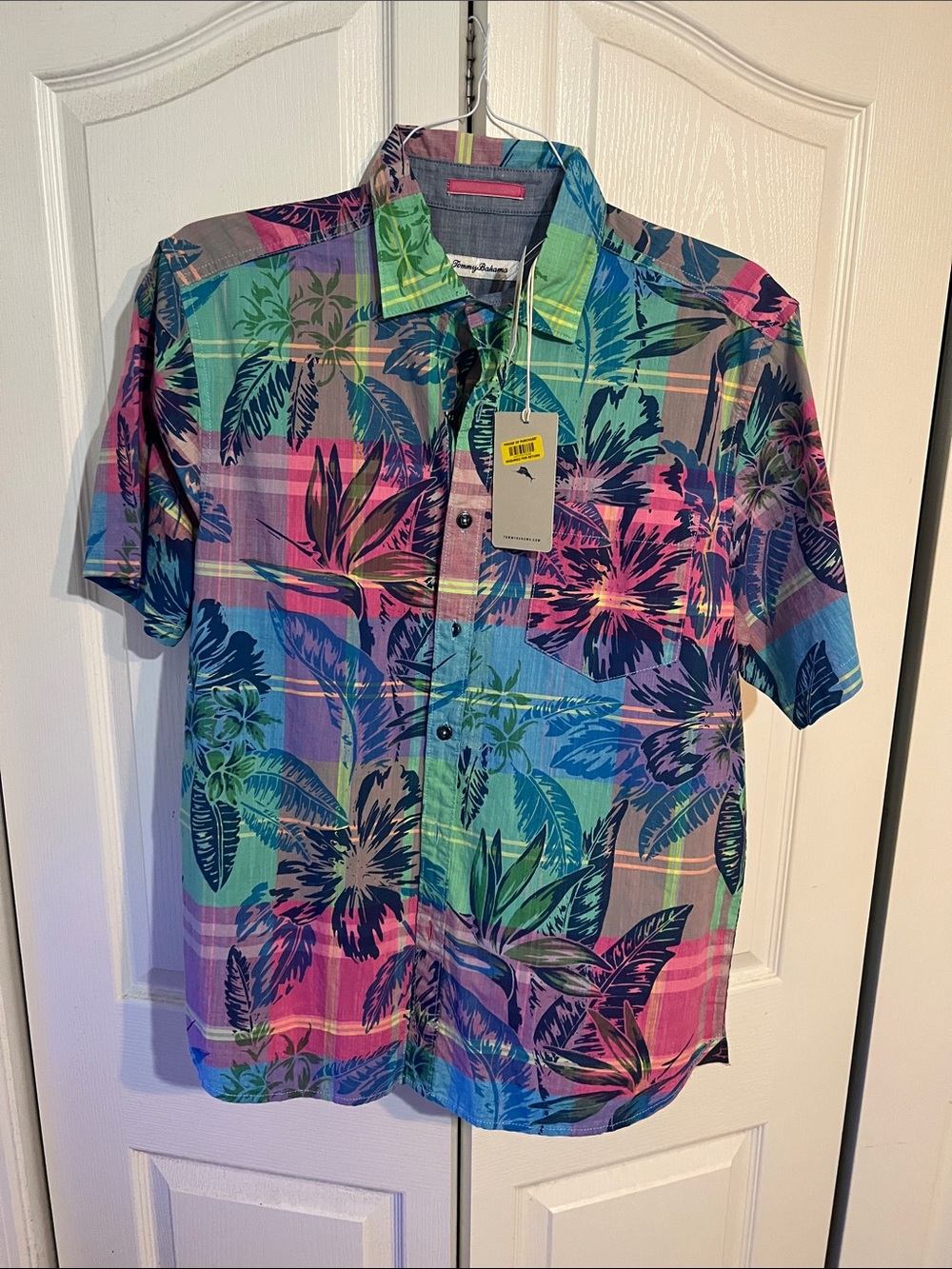 Tommy Bohamma Tropical Plaid Short Sleeve Shirt